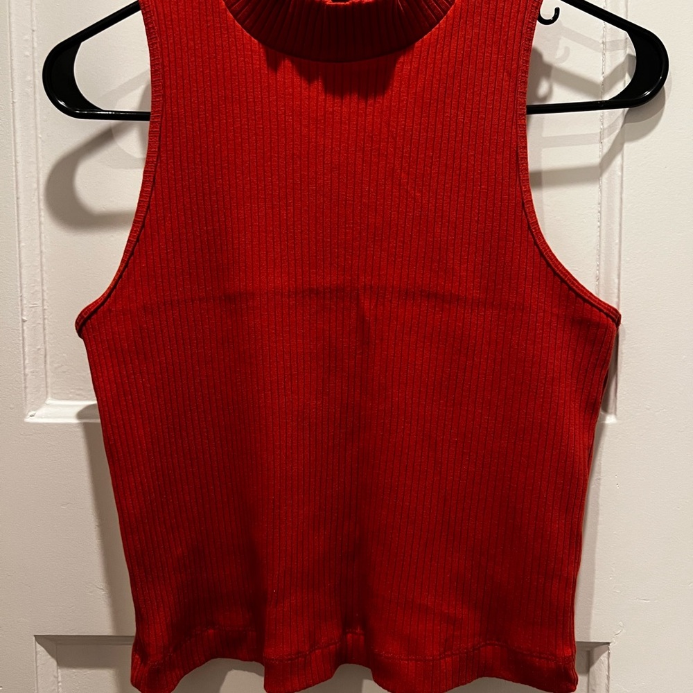 Old Navy Burnt Orange Ribbed Mock Neck Tank